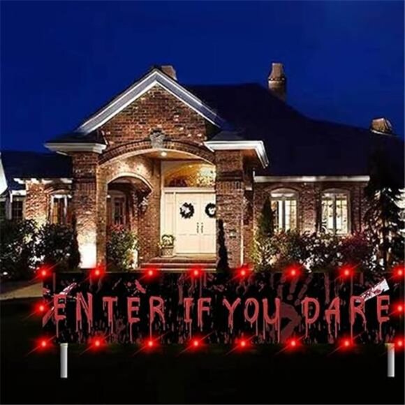 Halloween LED Banner Decoration – 118.1" x 19.6" Light-Up Scary Banner - Picture 8 of 8